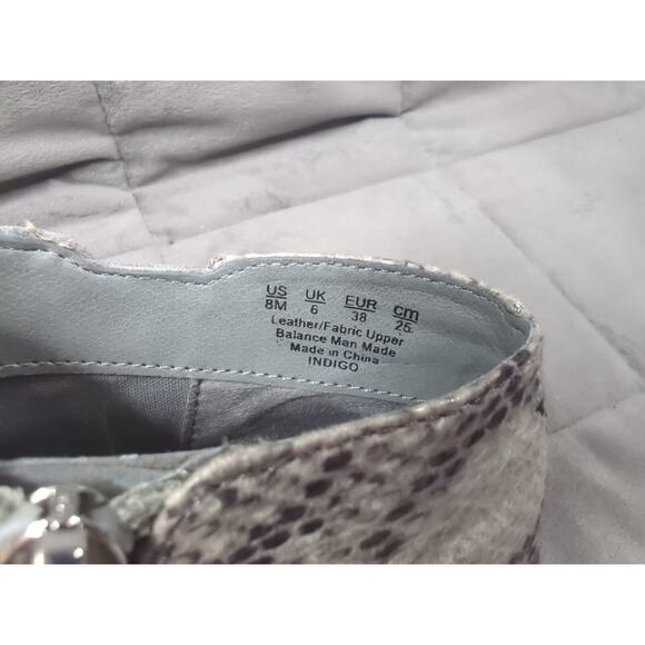 Fergie Booties Womens 8 Indigo, Talliogrey Suede Faux Snake Skin Zipper - Picture 12 of 16